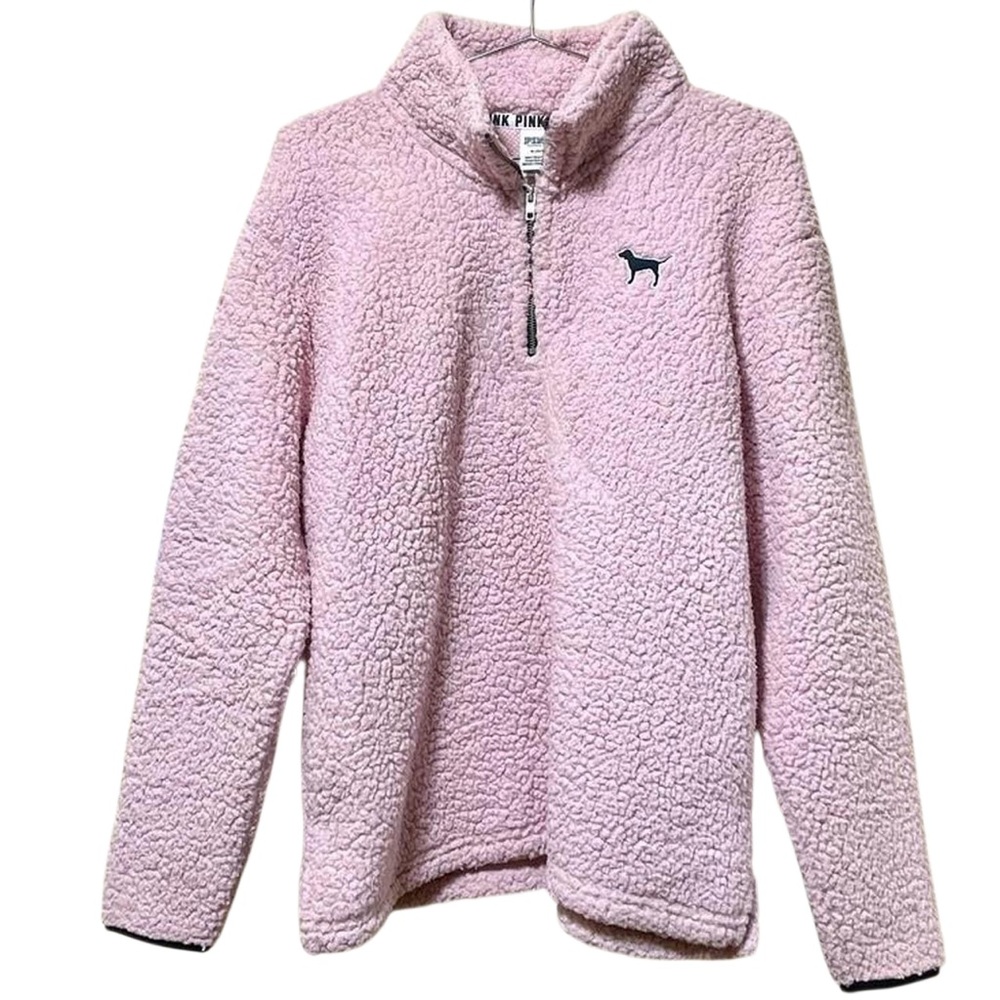 Victoria's Secret Pink Sherpa Quarter Zip Pullover - Picture 1 of 2